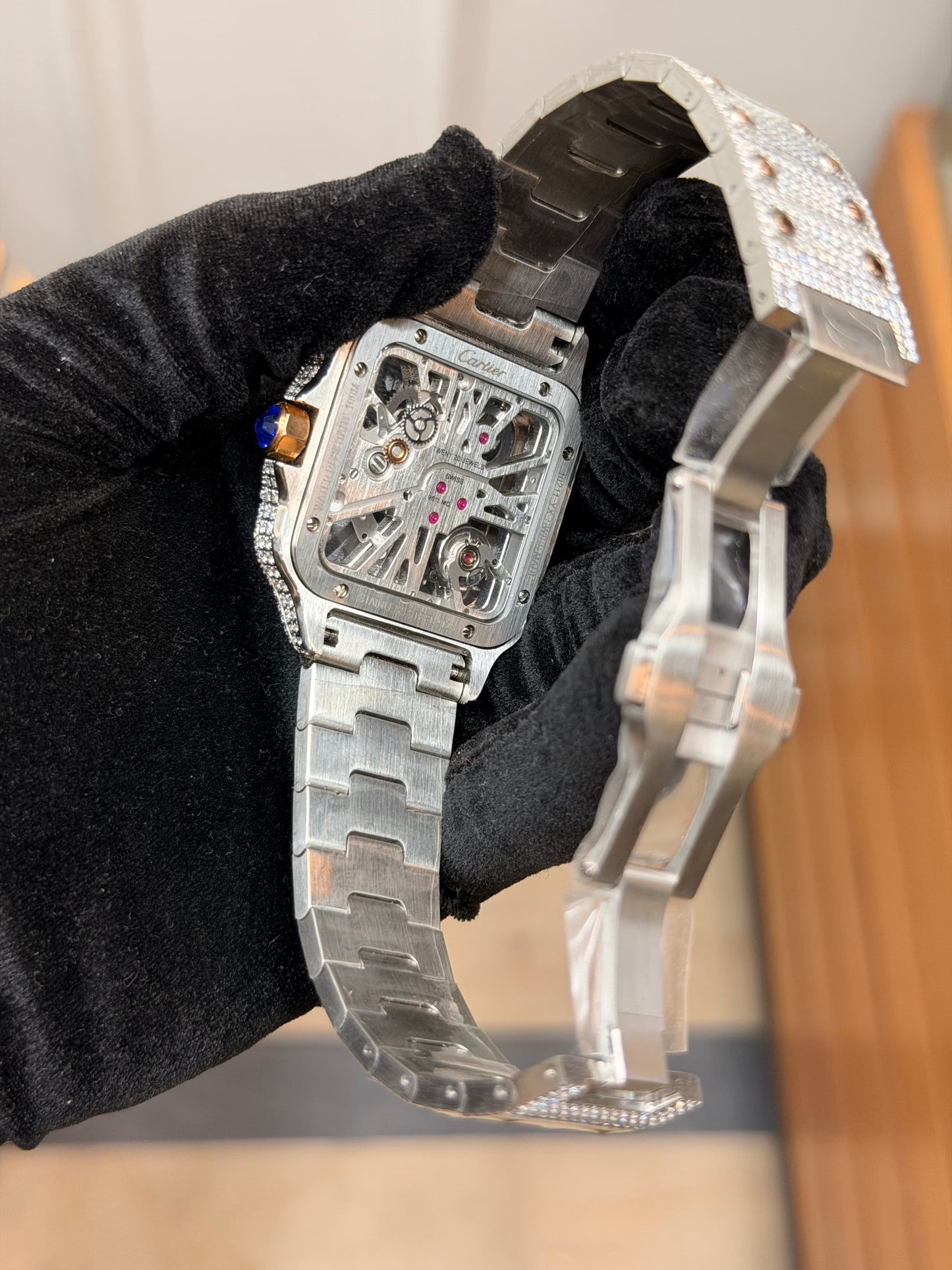 ICEDOUT CARTIER SKELETON WITH ZIRCONIA