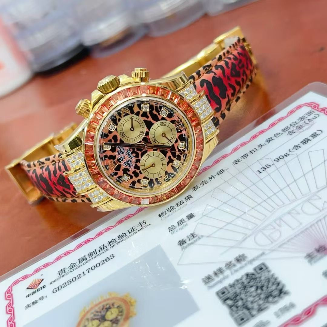 R0LEX “ DAYTONA LEOPARD “ LIMITED EDITION 18K LAB DAIMONDS - Hand Made VIP VERSION