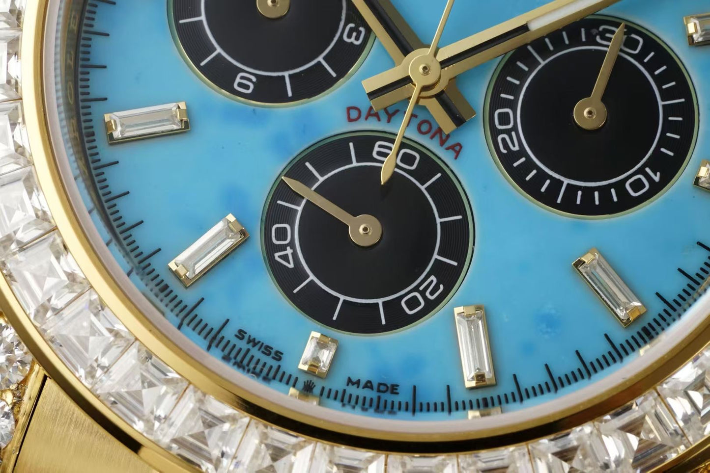 R0LEX “ Turquoise Baguette “ LIMITED EDITION 18K LAB DAIMONDS - Hand Made VIP VERSION