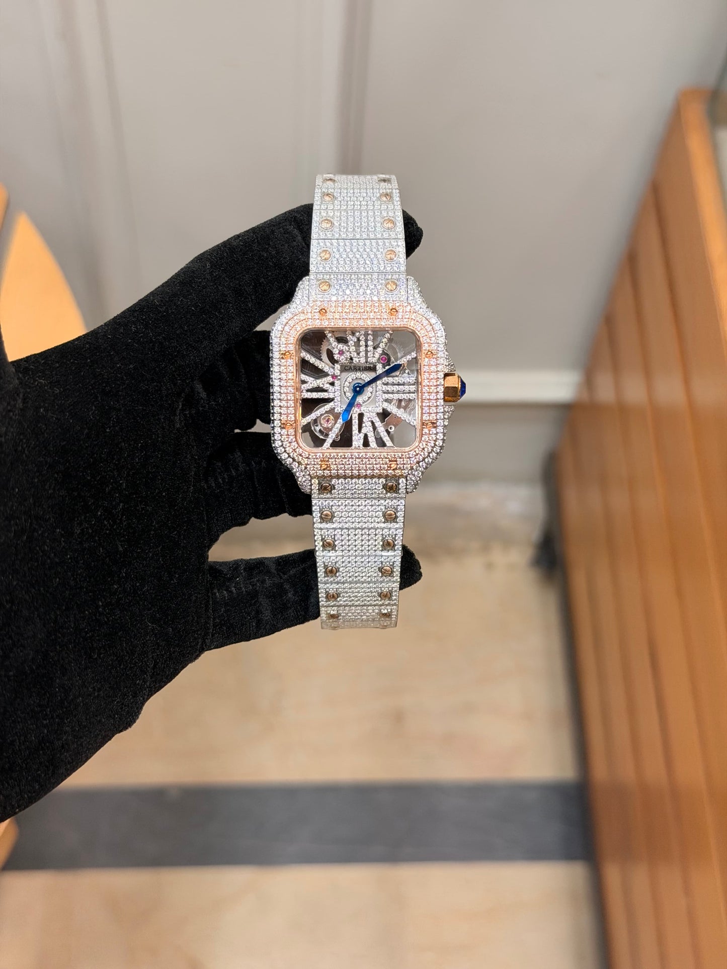 ICEDOUT CARTIER SKELETON WITH ZIRCONIA