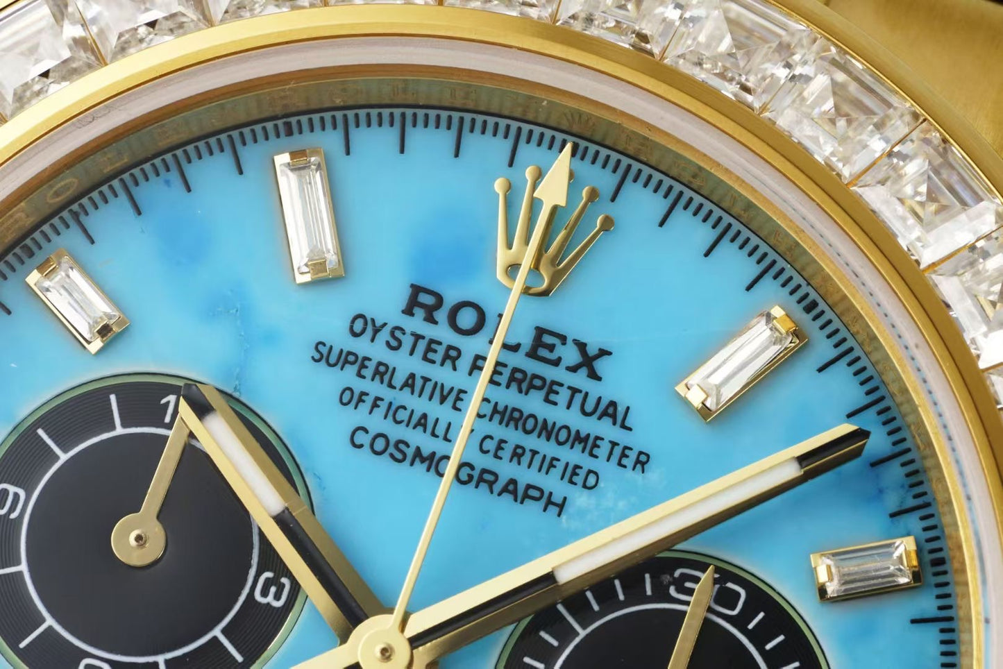 R0LEX “ Turquoise Baguette “ LIMITED EDITION 18K LAB DAIMONDS - Hand Made VIP VERSION
