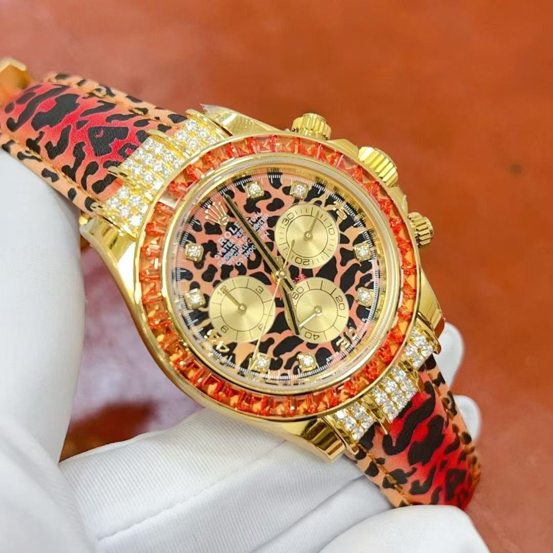 R0LEX “ DAYTONA LEOPARD “ LIMITED EDITION 18K LAB DAIMONDS - Hand Made VIP VERSION
