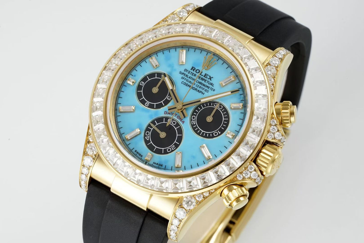 R0LEX “ Turquoise Baguette “ LIMITED EDITION 18K LAB DAIMONDS - Hand Made VIP VERSION