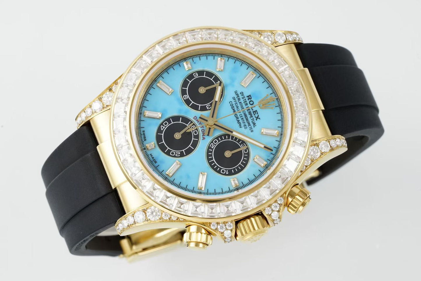 R0LEX “ Turquoise Baguette “ LIMITED EDITION 18K LAB DAIMONDS - Hand Made VIP VERSION